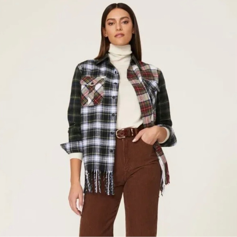 Ralph Lauren Plaid Fringe Button-Down Shirt Jacket - Multi Colored Plaid